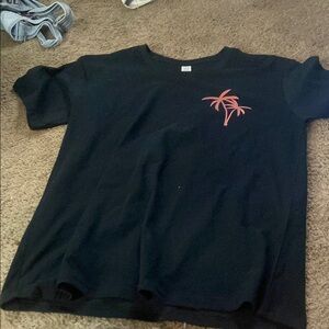 Black Kids T-Shirt with Pink Palm Design